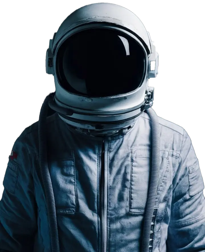 Photographie d’un astronaute en combinaison blanche dans l’espace.